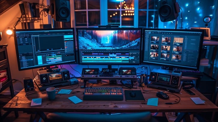 Creative bathroom scene filming setup